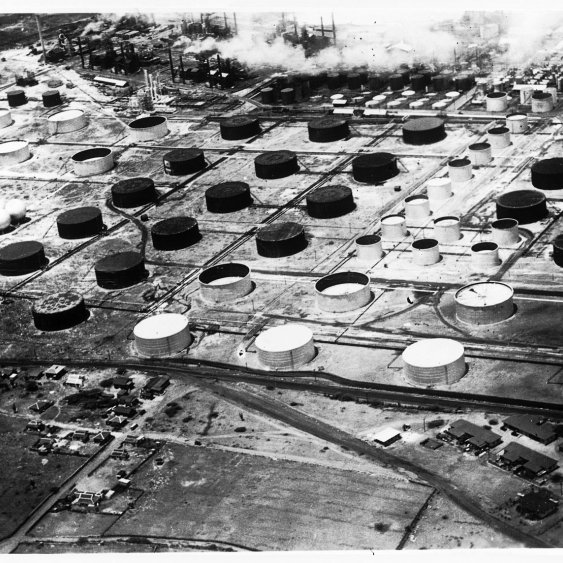 Oil refinery from above.