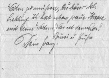 Een briefje van Franz Jozef Gebele aan Sabine Zuur